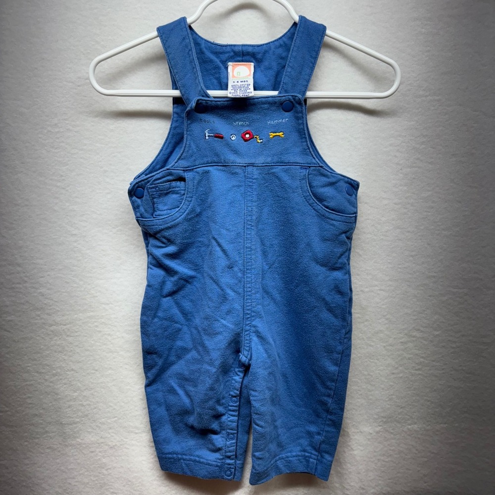 Gymboree Blue Tool Embroidered Cotton Baby Overalls 3-6‎ Months